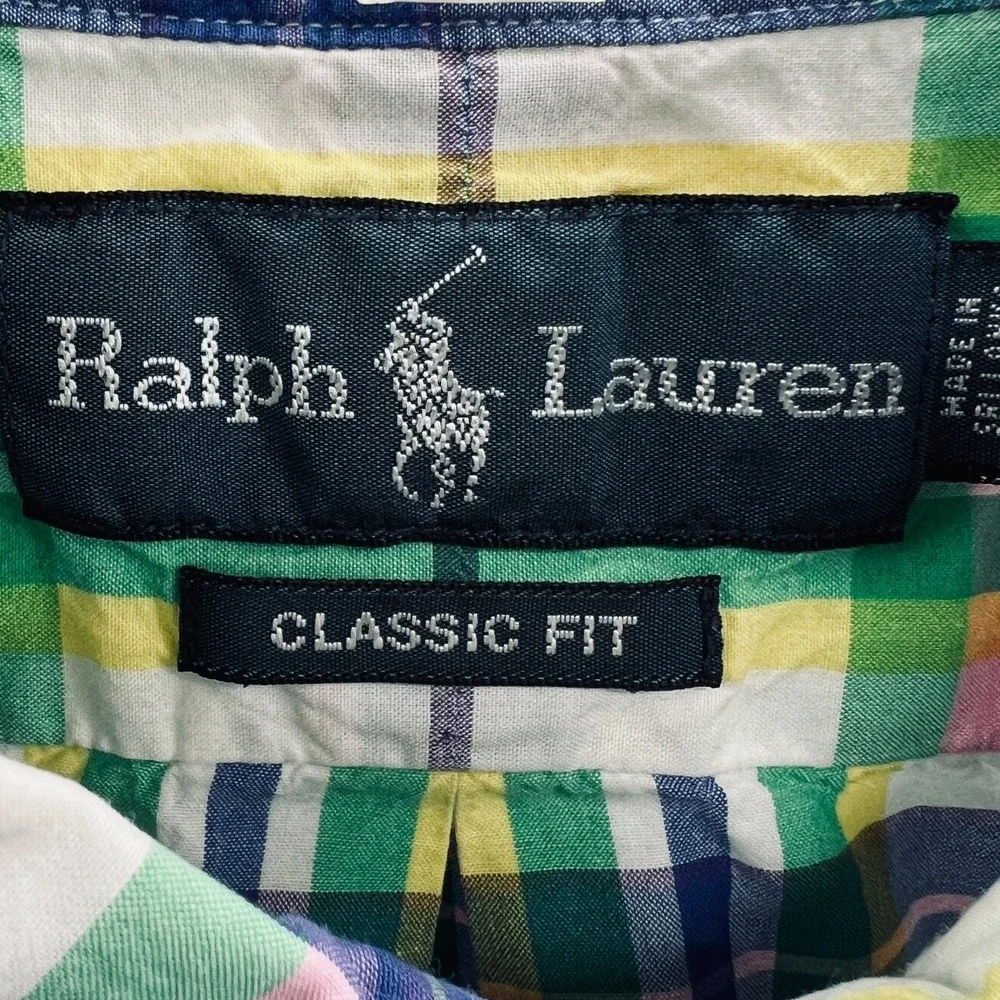 Ralph Lauren‎ Mens Plaid Preppy Shirt XL Academic Classic Fit Button Down Cotton